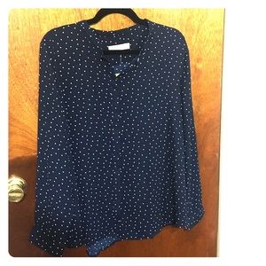 LOFT dotted blouse in navy petite xxl NWT